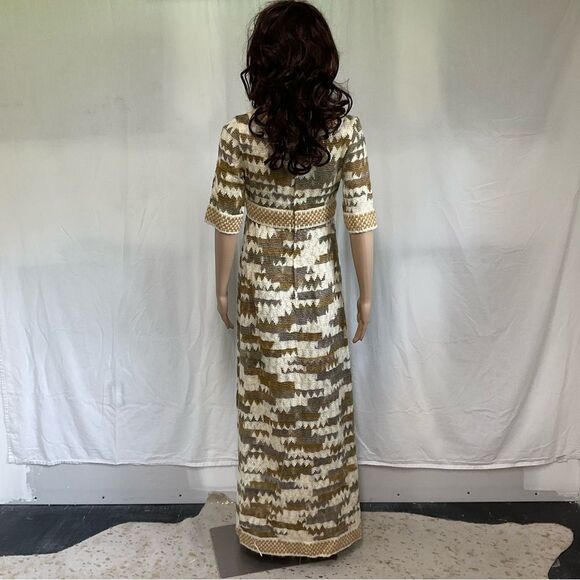 Rare Jean Varon vintage 1970’s ombre geometric wool knit boho maxi dress S - Picture 9 of 16